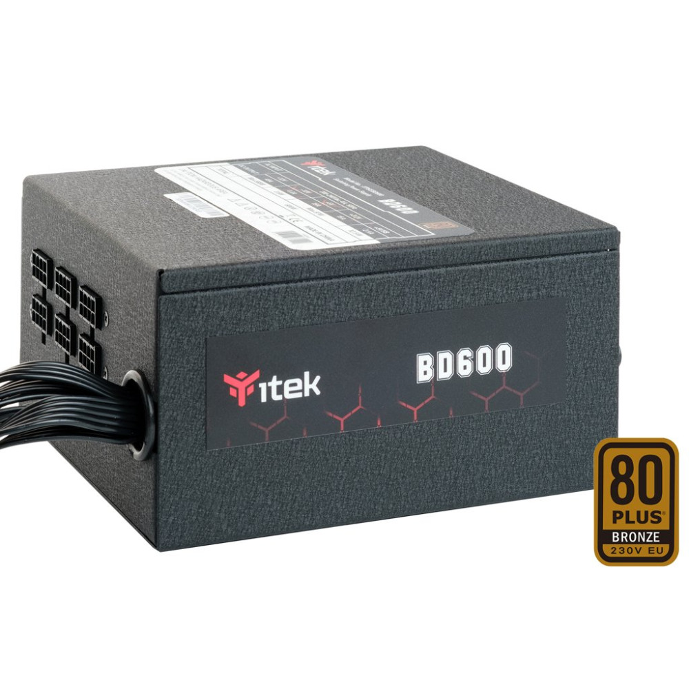 ALIMENTATORE ITEK BD600 600W ATX VENTOLA HTB 12CM - ACTIVE PFC - 80PLUS BRONZE, ITPSEBD600 ITPSEBD600 ITEK