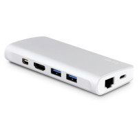 DOCKING TYPE C 9P TRAVELDOCK SILVER HDMI-VGA-MDP-2*USB-SD-MSD-USBC-GIGA