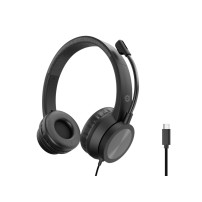 CUFFIA C/MICROFONO USB-C BK CANC.RUMORE CONTR.REMOTO CAVO 2MT