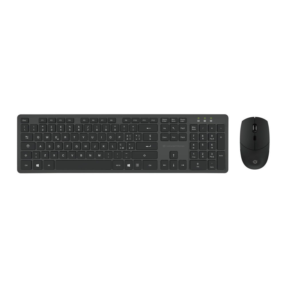 TASTIERA+MOUSE WIRELESS BK 1600 DPI 105 TASTI