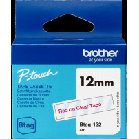 Brother Btag-132 Nastro rosso su trasparente