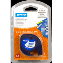 DYMO 91221 Nastro LetraTAG in plastica 12mm x 4m Nastro Nero su bianco