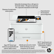 HP LaserJet Pro Stampante HP 4002dwe, Bianco e nero, Stampante per Piccole e medie imprese, Stampa, wireless; HP+; idonea a HP I