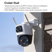 Imou Crusier DUAL 10MP (5MP+5MP) Telecamera Wi-Fi Esterno Doppio Obiettivo, 360°PTZ Videocamera Sorveglianza Esterno con Visione
