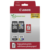 CARTUCCIA ORIGINALE CANON PG-510 + CL-511 + 50 FOGLI CARTA FOTOGRAFICA 2970B017 CAN2970B017