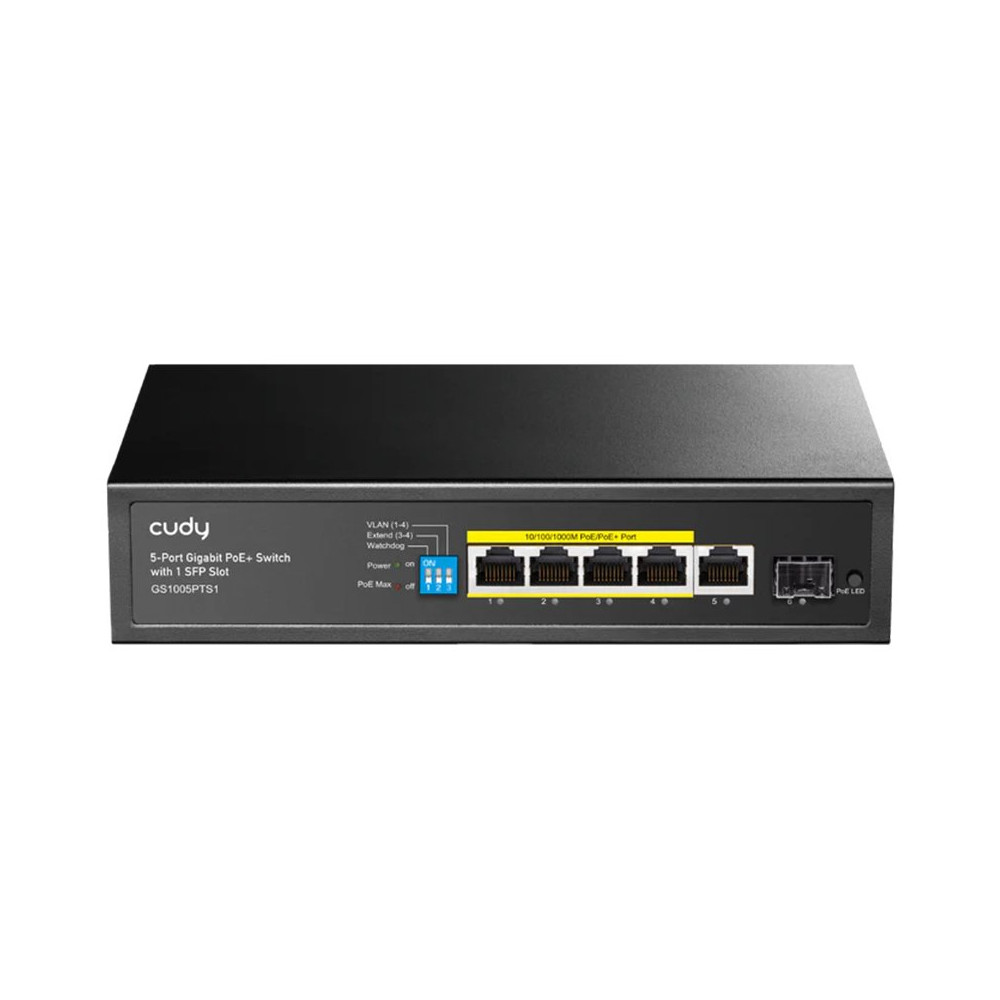 CUDY GS1005PTS1 - SWITCH 5 PT GIGABIT POE+ - 1 SFP PT 120W CUDGS1005PTS1