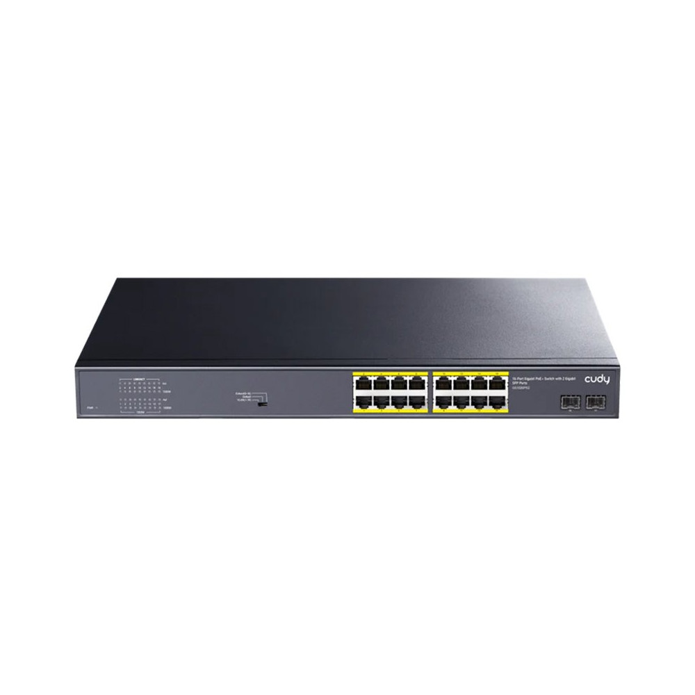 CUDY GS1020PS2 - SWITCH 16 PT GIGABIT POE+ - 2 GIGABIT SFP PT 200W CUDGS1020PS2