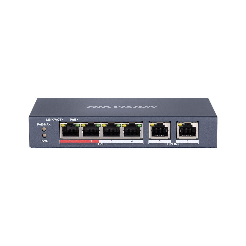 HIKVISION DS-3E0106P-E/M - UNMANAGED SWITCH 4 POE PORTS - 2 UPLINK PORT HIKDS-3E0106P-E-M