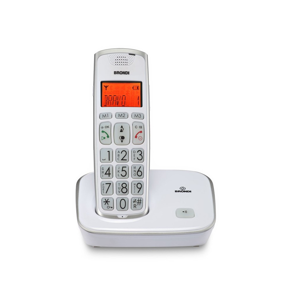 BRONDI BRAVO GOLD 2 (BIANCO) - TELEFONO CORDLESS SINGOLO - TASTI GRANDI - AUDIO AMPLIFICATO - VIVAVOCE BROBRAVOGOLDW