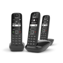 GIGASET AS690 TRIO (NERO) - TELEFONO CORDLESS TRIPLO - VIVAVOCE SIEAS690TRIOBK