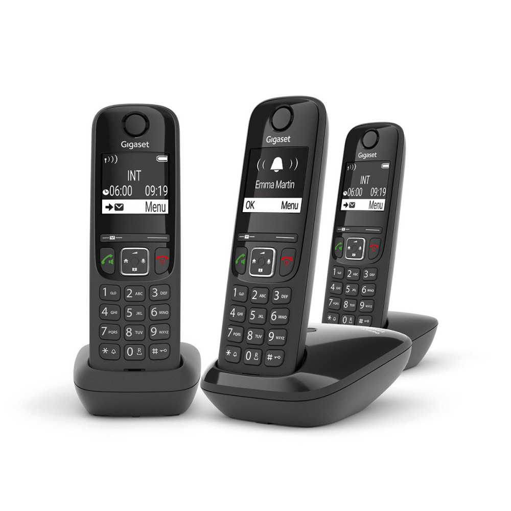 GIGASET AS690 TRIO (NERO) - TELEFONO CORDLESS TRIPLO - VIVAVOCE SIEAS690TRIOBK