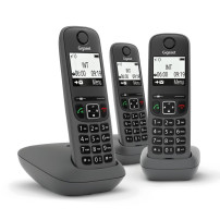 GIGASET AS490 TRIO (NERO) - TELEFONO CORDLESS TRIPLO - VIVAVOCE SIEAS490TRIOBK