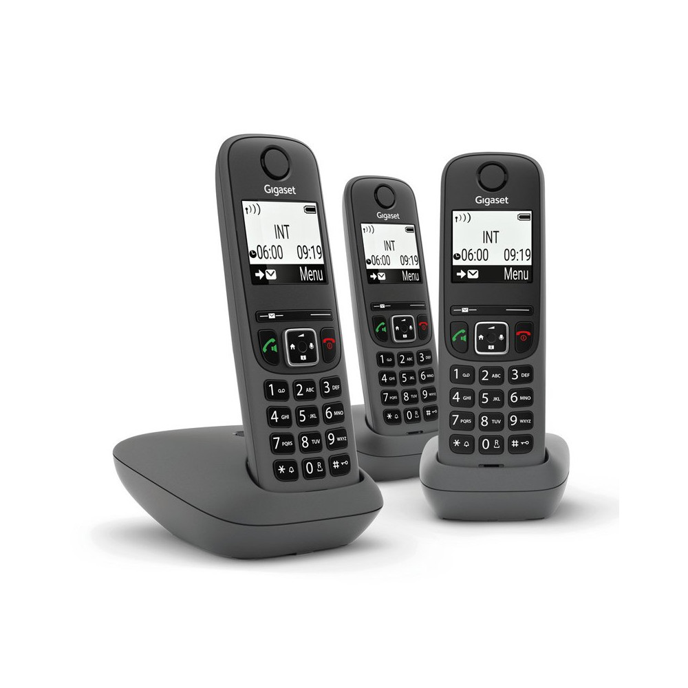GIGASET AS490 TRIO (NERO) - TELEFONO CORDLESS TRIPLO - VIVAVOCE SIEAS490TRIOBK