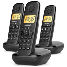GIGASET START 100 TRIO (NERO) - TELEFONO CORDLESS TRIPLO - VIVAVOCE - FUNZIONE SVEGLIA SIESTART100TRIOBK