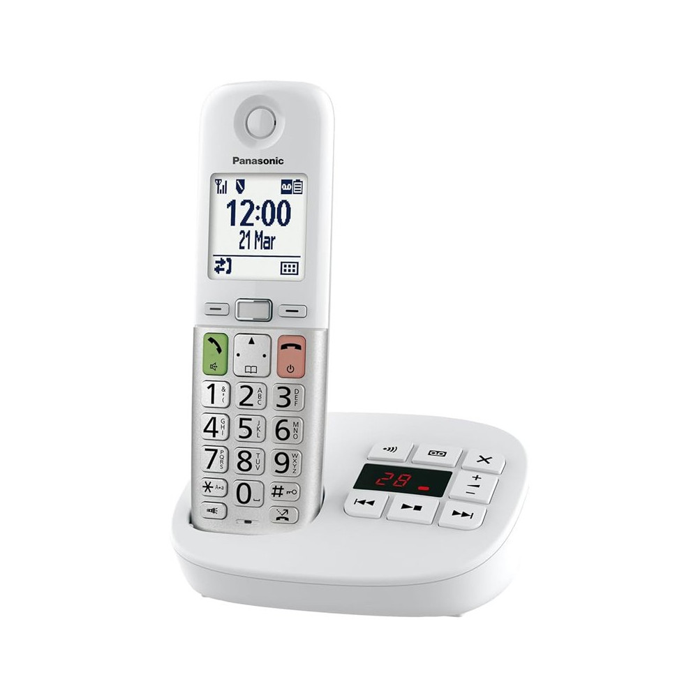 PANASONIC KX-TGU430EXW (BIANCO) - TELEFONO CORDLESS SINGOLO - SEGRETERIA - VIVAVOCE - TASTI GRANDI PANKXTGU430EXW