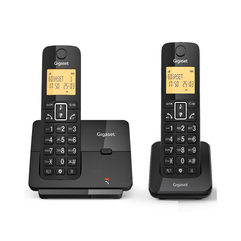 GIGASET ESSENTIAL 300 DUO BLACK - TELEFONO CORDLESS DUO - VIVAVOCE - RUBRICA 60 NUM SIEESSENTIAL300DUOBK