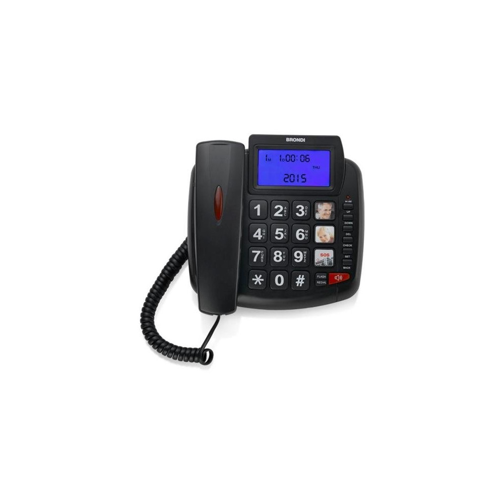 BRONDI BRAVO 90 LCD (NERO) - TELEFONO CORDED - TASTI GRANDI - VIVAVOCE - DISPLAY - AUDIO BOOST - COMPATIBILE CON APPARECCHI ACUS