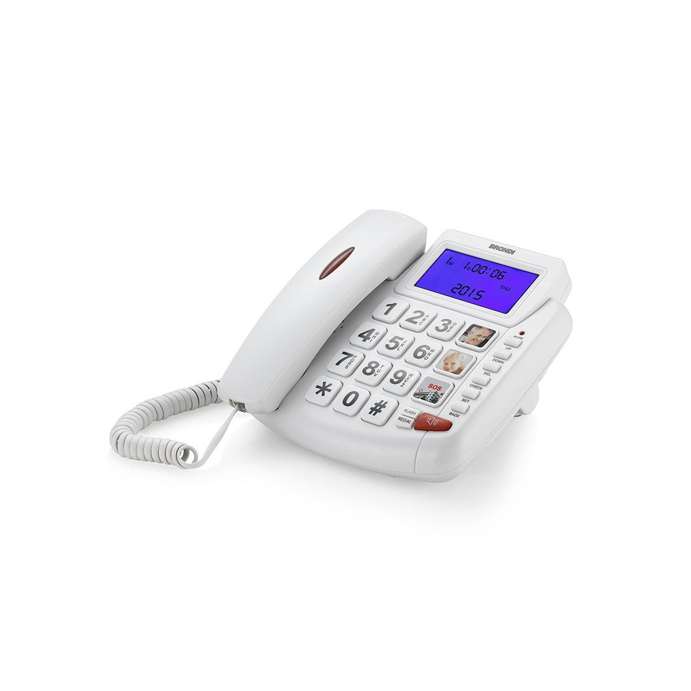 BRONDI BRAVO 90 LCD (BIANCO) - TELEFONO CORDED - TASTI GRANDI - VIVAVOCE - DISPLAY - AUDIO BOOST - COMPATIBILE CON APPARECCHI AC