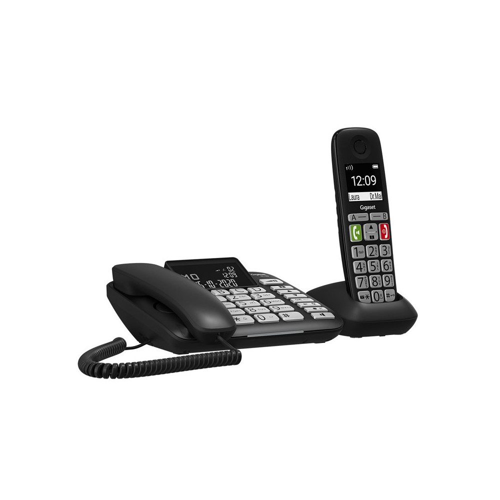 GIGASET DL780 PLUS (NERO) - TELEFONO CORDLESS + CORDED - MAXI DISPLAY - VIVAVOCE - TASTI GRANDI SIEDL780PLUSBK