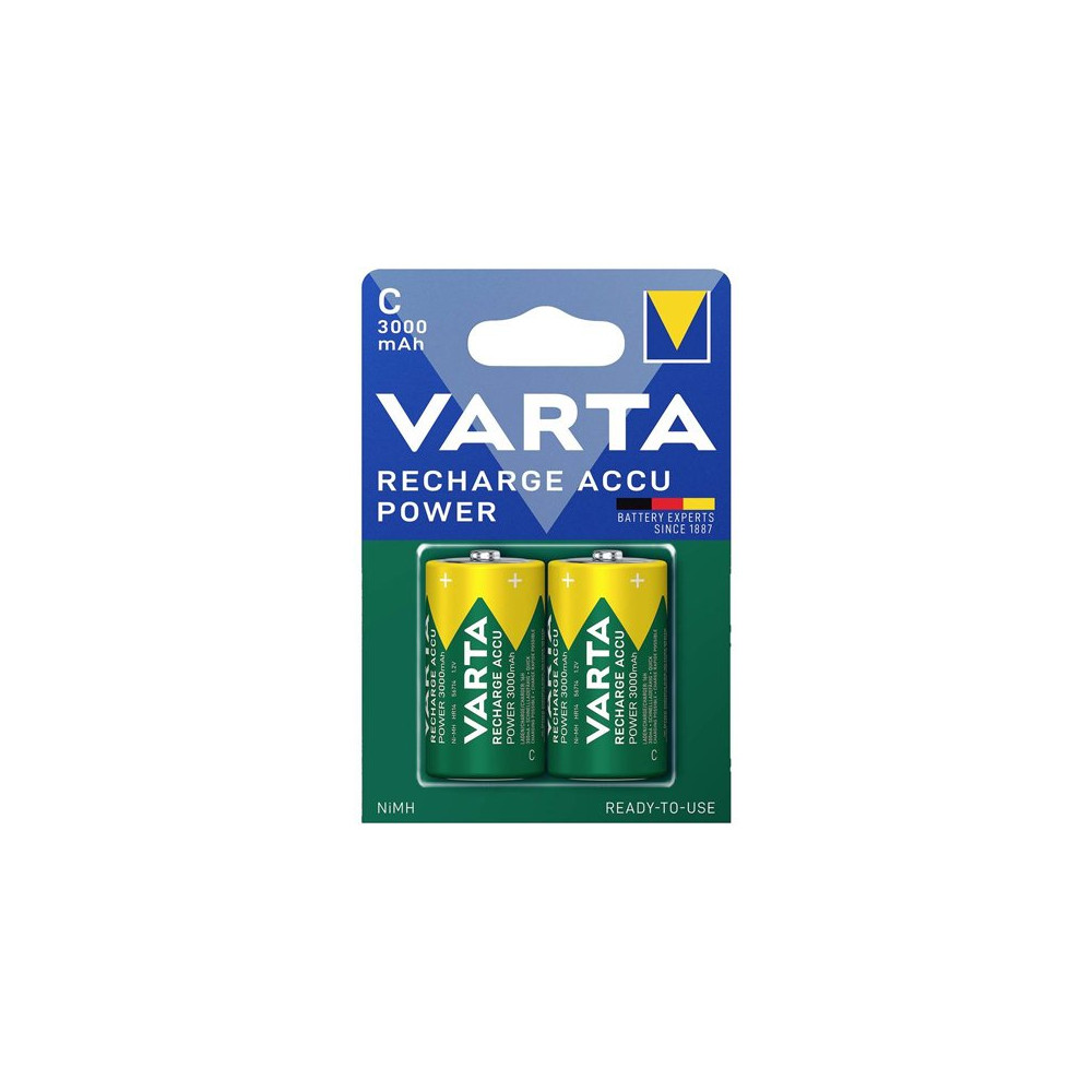 BLISTER 2 BATTERIE RICARICABILI VARTA 1/2 Torcia (C) NI-MH 3000mAh 1.2V VAR56714B