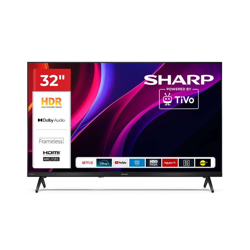 SHARP 32HE2245E - 32"" SMART TV LED HD - FRAMELESS - COMP. TV SAT - AUDIO DOLBY DIGITAL+ / DTS HD - CHROMECAST - BLACK - IT SHA3