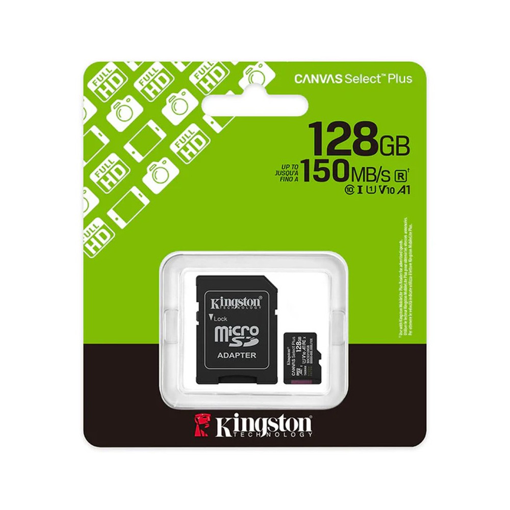 KINGSTON CANVAS SELECT PLUS 128GB (SDCS3/128GB) - MICRO SD 128GB + ADATTATORE SD KINSDCS3/128GB