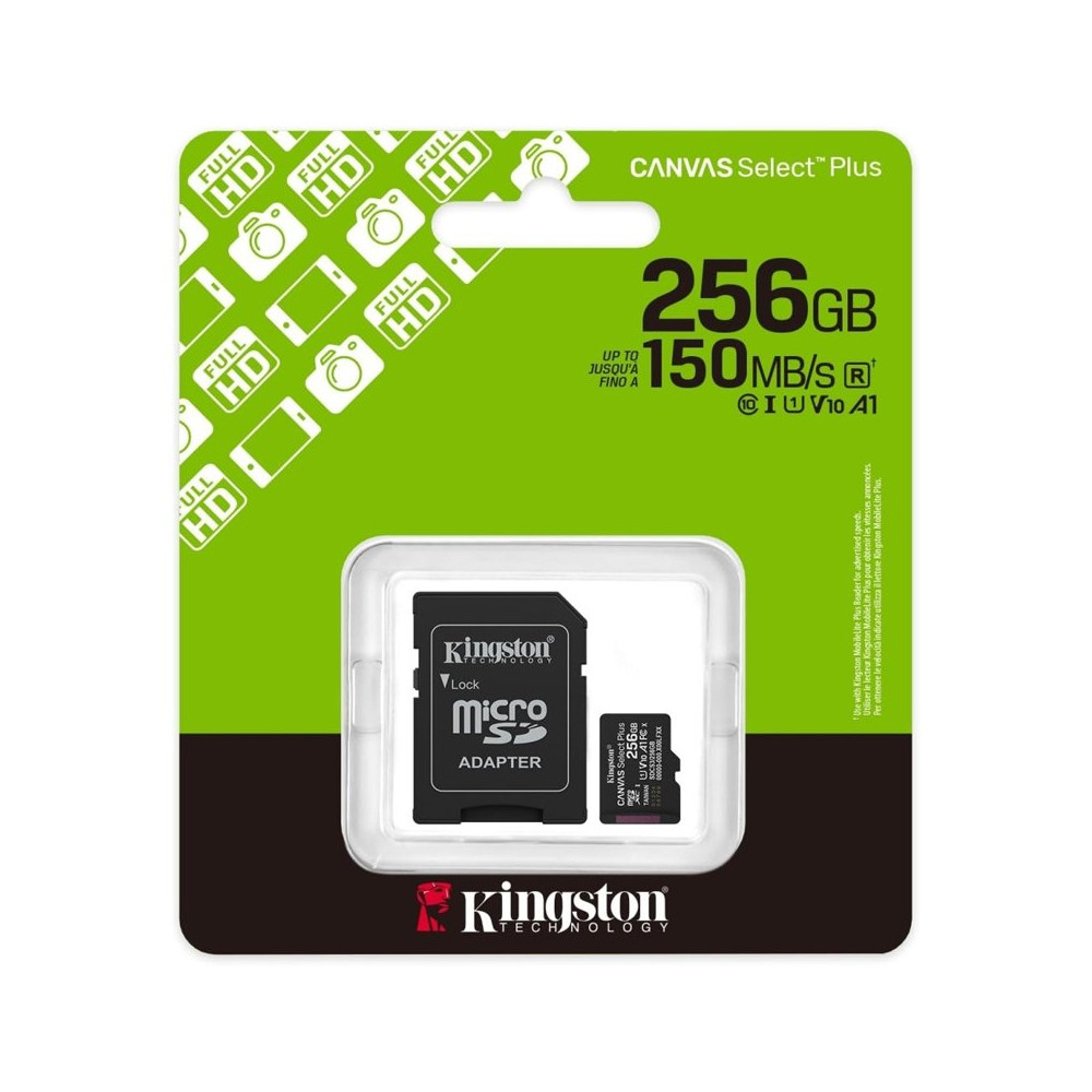 KINGSTON CANVAS SELECT PLUS 256GB (SDCS3/256GB) - MICRO SD 128GB + ADATTATORE SD KINSDCS3/256GB
