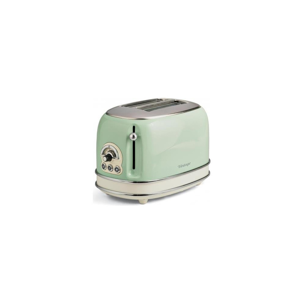 ARIETE TOASTER VINTAGE VERDE (0155/04) - TOSTAPANE ELETTRICO IN METALLO - 6 LIVELLI DORATURA - ESPULSIONE AUTOMATICA - 810W ARI1