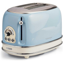 ARIETE TOASTER VINTAGE CELESTE (0155/05) - TOSTAPANE ELETTRICO IN METALLO - 6 LIVELLI DORATURA - ESPULSIONE AUTOMATICA - 810W AR