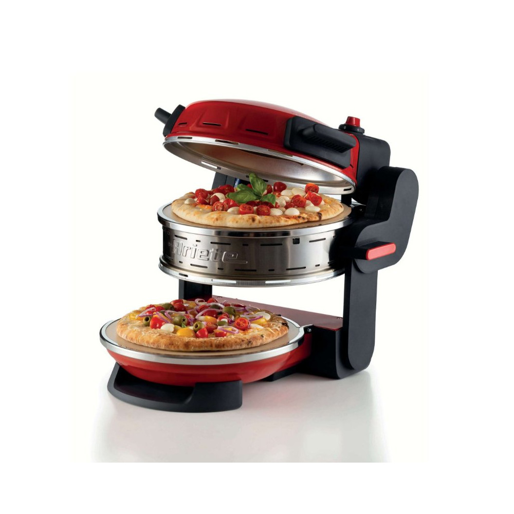 ARIETE FORNO PIZZA ROSSO (0927/00) -  2 PIASTRE IN PIETRA REFRATTARIA - 2 PIZZE CONTEMPORANEAMENTE - 5 LIVELLI COTTURA - 2300W A