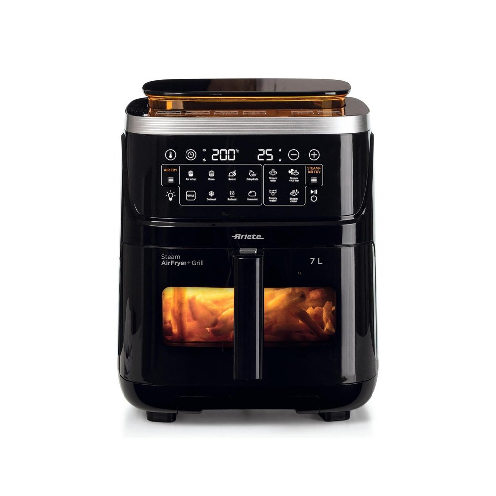 ARIETE STEAM AIR FRYER + GRILL (4636) - FRIGGITRICE AD ARIA + FUNZIONE VAPORE 100 GRADI - 7L - TOUCH CONTROL - 1700W ARI4636