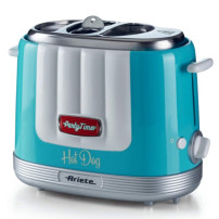 ARIETE HOT DOG MAKER (PARTY TIME) (CELESTE) (0206/01) - CUOCI WURSTEL - SCALDA PANINI - 5 LIVELLI DI COTTURA - 650W ARI0206/01