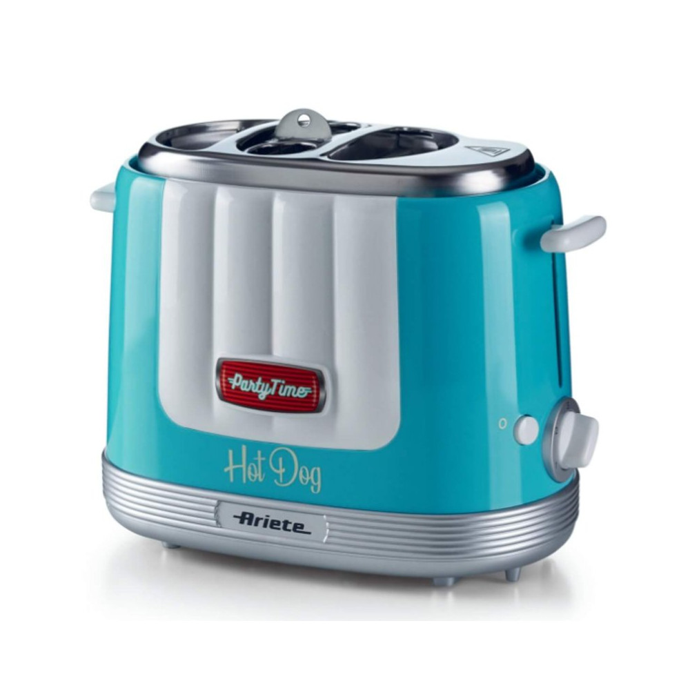 ARIETE HOT DOG MAKER (PARTY TIME) (CELESTE) (0206/01) - CUOCI WURSTEL - SCALDA PANINI - 5 LIVELLI DI COTTURA - 650W ARI0206/01