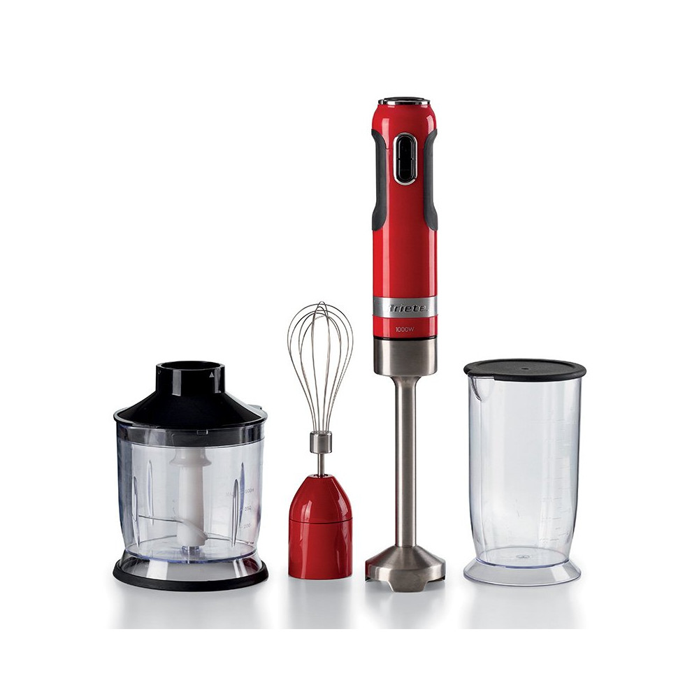ARIETE MODERNA ROSSO (602/00) - FRULLATORE AD IMMERSIONE CON BICCHIERE, TRITATUTTO E FRUSTA - TASTO TURBO - 1000W ARI0602/00