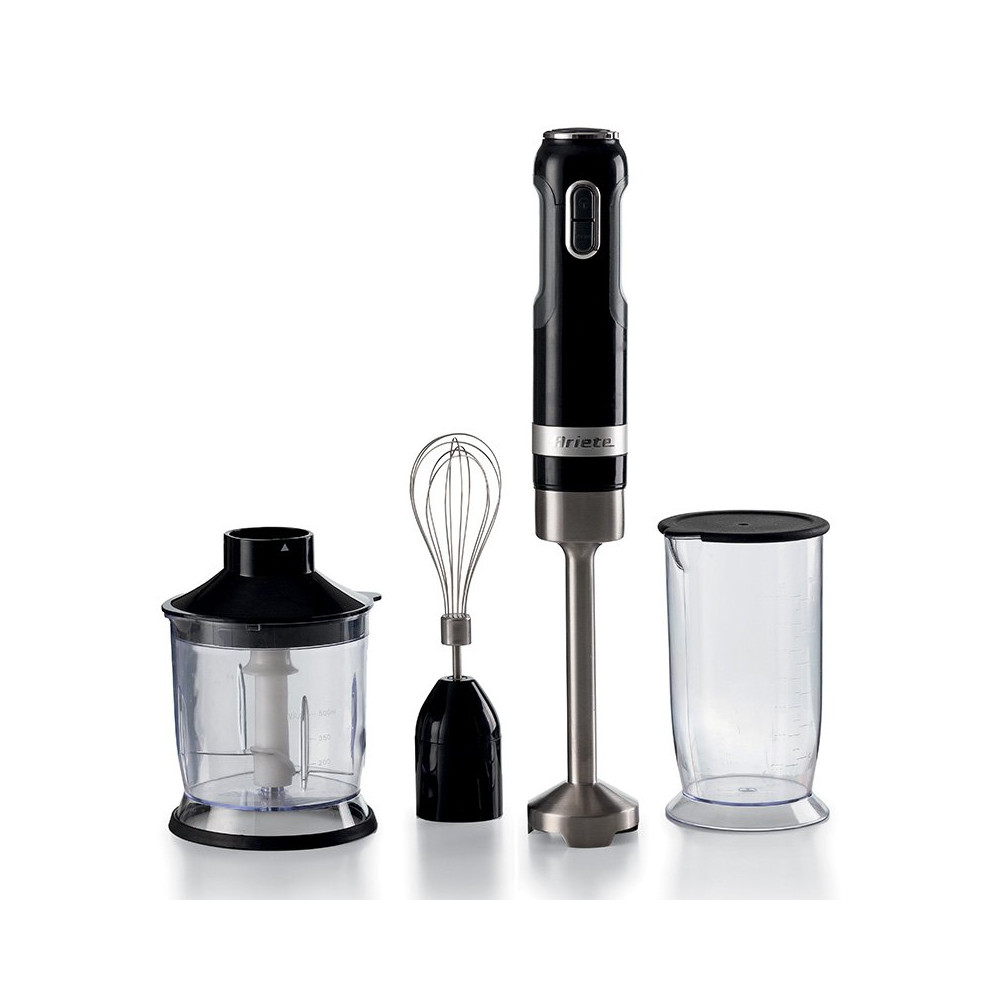 ARIETE MODERNA NERO (602/02) - FRULLATORE AD IMMERSIONE CON BICCHIERE, TRITATUTTO E FRUSTA - TASTO TURBO - 1000W ARI0602/02