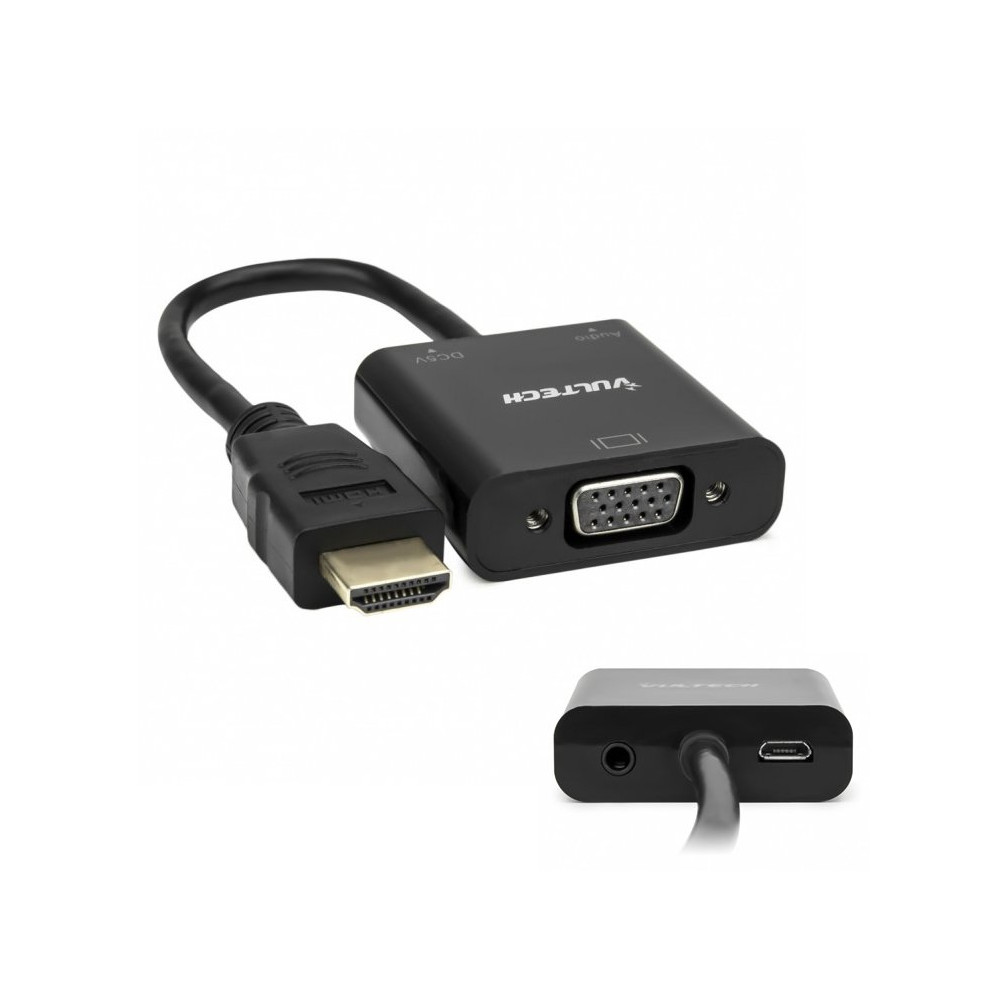VULTECH SN21707 - ADATTATORE HDMI MASCHIO VGA FEMMINA CON AUDIO VULSN21707