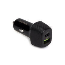 VULTECH CA-3QP - CARICATORE DA AUTO CON USB (18W) E TYPE C (27W) QUICKCHARGE 3.0 PD (MAX 45W) VULCA-3QP