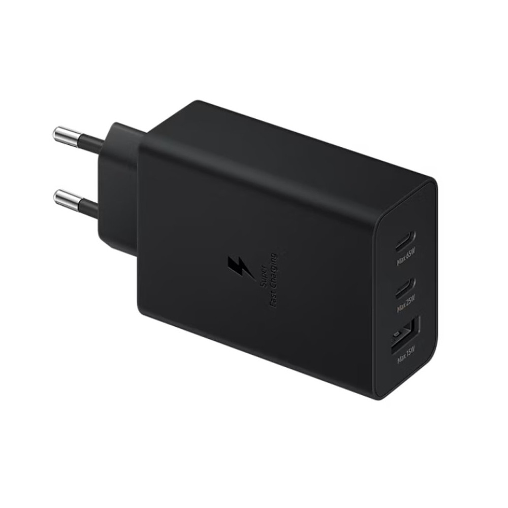 SAMSUNG FAST EP-T6530NBEGEU - ALIMENTATORE 65W TRIO 2xUSB-C + 1xUSB-A Black SAMEP-T6530NBEGEU