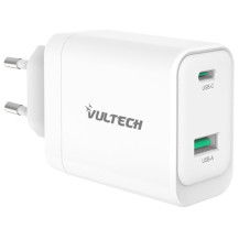 VULTECH CC45-1C1A - CARICATORE UNIVERSALE 1 PT USB-C + 1 PT USB-A GAN 45W VULCC45-1C1A