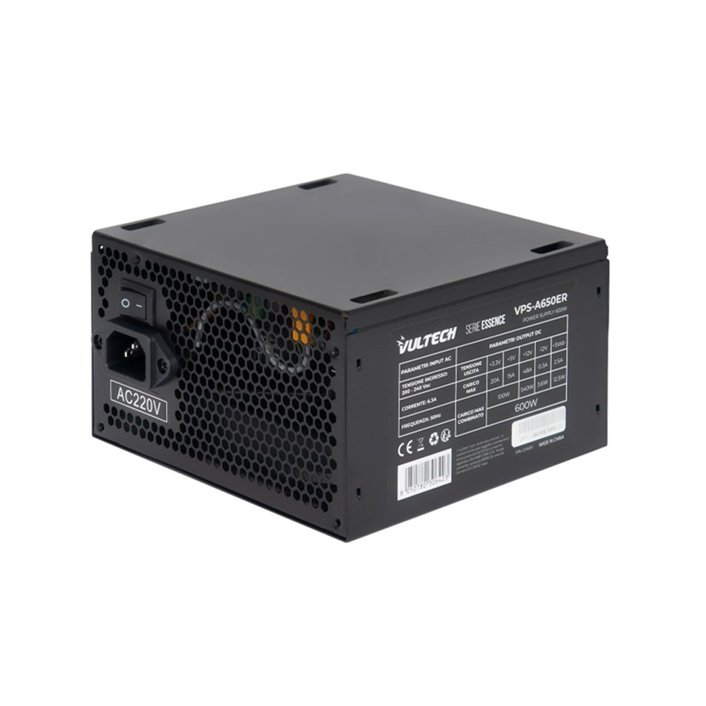 VULTECH VPS-A650ER - ALIMENTATORE ATX 650W CON VENTOLA DA 12CM TERMOREGOLATA - RETAIL VULVPS-A650ER-