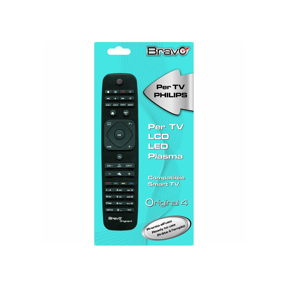 BRAVO ORIGINAL 4 (90202050) - TELECOMANDO COMPATIBILE FEDELMENTE RIPRODOTTO PER TV PHILIPS BRAORIGINAL4