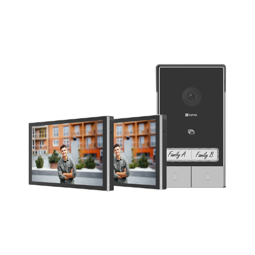EZVIZ HP7 2-FAMILY KIT - VIDEOCITOFONO BIFAMILIARE - 2 SCHERMI TOUCH 7"" 2K - CONTROLLO REMOTO - RILEVAMENTO MOVIMENTO - AUDIO B