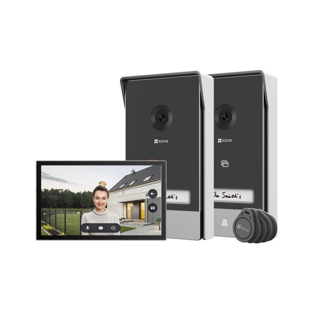 EZVIZ HP7 2-ENTRY KIT - VIDEOCITOFONO CON DOPPIA ENTRATA - 1 SCHERMO TOUCH 7"" 2K - 2 DOORBELLS CONTROLLO REMOTO - RILEVAMENTO M