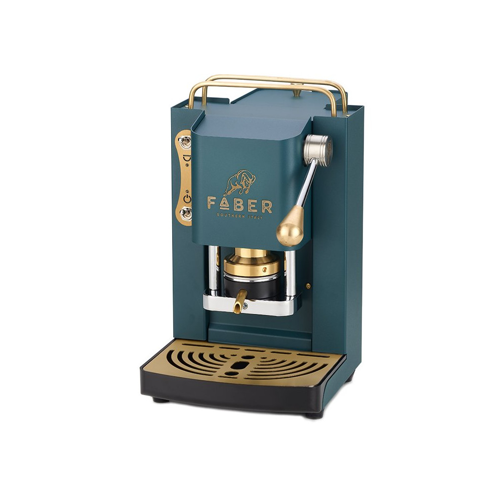 FABER PRO DELUXE VERDE INGLESE - MACCHINA PER CAFFE'' - PRESSACIALDA IN OTTONE - ELETTROVALVOLA E TERMOSTATO 95 - TELAIO IN ACCI