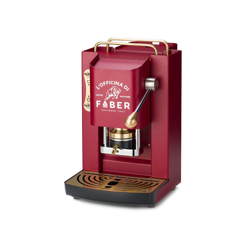 FABER PRO DELUXE ROSSO CILIEGIA - MACCHINA PER CAFFE'' - PRESSACIALDA IN OTTONE - ELETTROVALVOLA E TERMOSTATO 95 - TELAIO IN ACC
