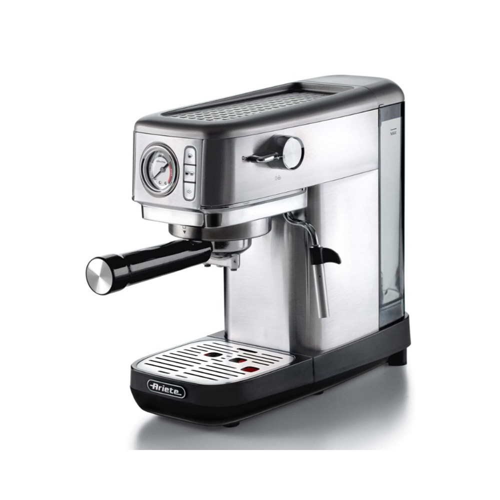 ARIETE METAL CON MANOMETRO (1381/10) - MACCHINA PER CAFFE'' ESPRESSO - POLVERE E CIALDE - 1 O 2 TAZZE -  CAPPUCCINATORE - PRESSI