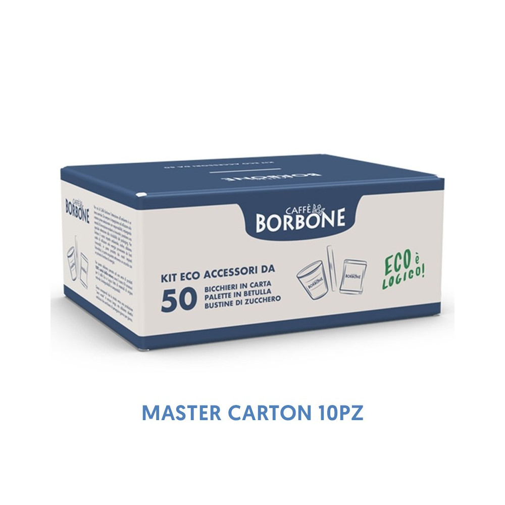 CAFFE'' BORBONE KIT ECO ACCESSORI 50PZ BICCHIERINI + PALETTE + ZUCCHERO (MASTER CARTON 10PZ) CFBMASTERKITACC10X50