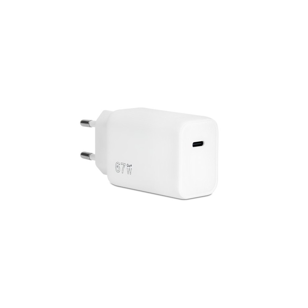 VULTECH CC-167PDCUGWH - CARICATORE ADATTATORE UNIVERSALE 1 PORTA TYPE-C PD67 QC 3.0 GAN 67W PPS BIANCO DIMENSIONI COMPATTE VULCC