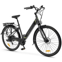 ARGENTO OMEGA (AR-BI-220013) CITY E-BIKE (BLACK) - BICICLETTA ELETTRICA - RUOTE 28"" - MOTORE BAFANG 250W 36V - BATTERIA  36V 10