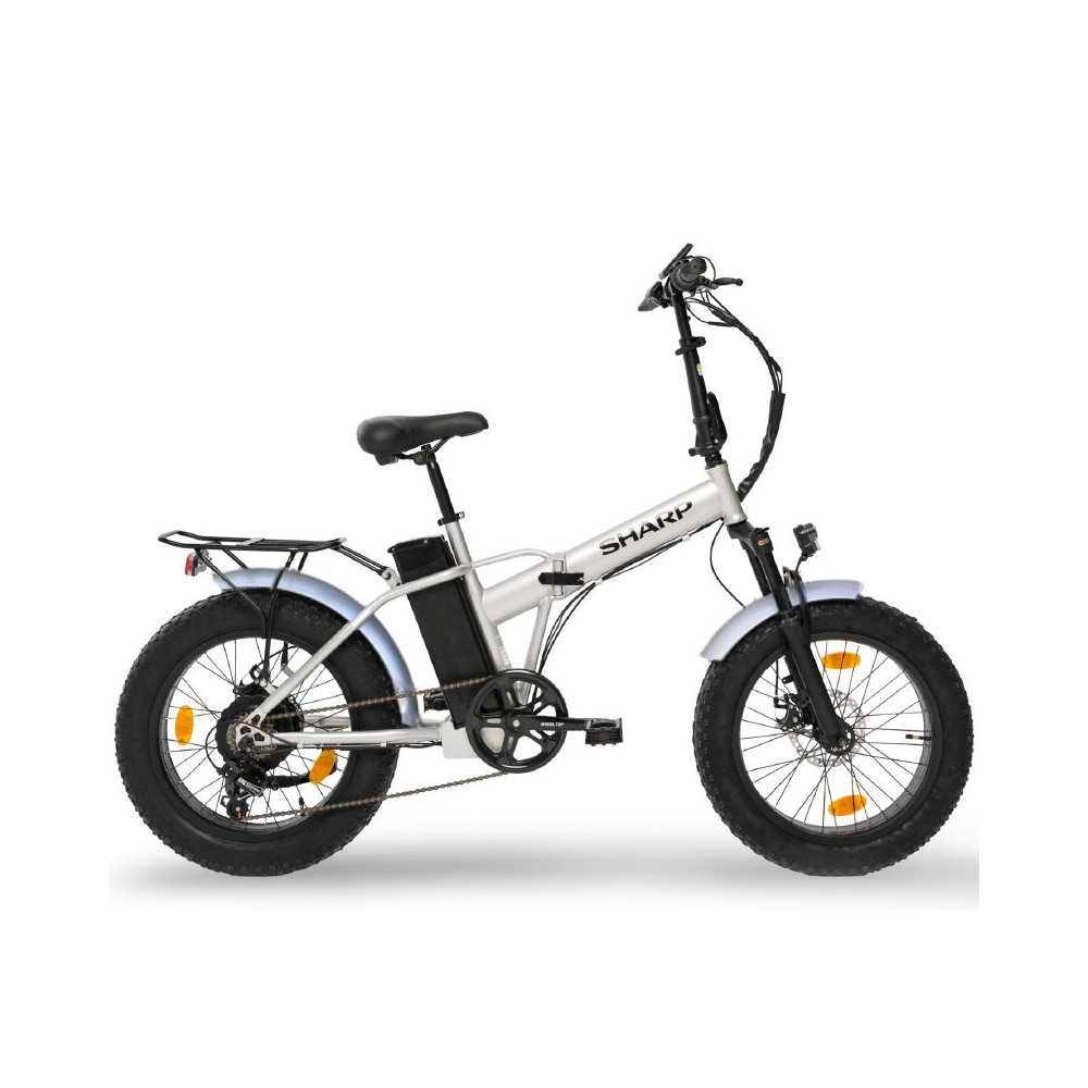 SHARP BK-FM01-ES - BICICLETTA ELETTRICA PIEGHEVOLE FAT E-BIKE (SILVER) - RUOTE 20""X4"" - MOTORE 250W - BATTERIA 36V 10AH - TELA